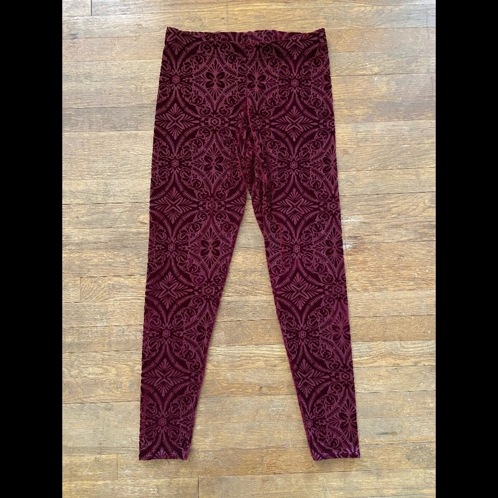 Blackmilk - Burned Velvet Wine Leggings - Limited